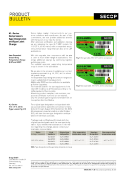 KL-Series Compressors (115-127 V, 60 Hz) Type Designation and Type Label Change