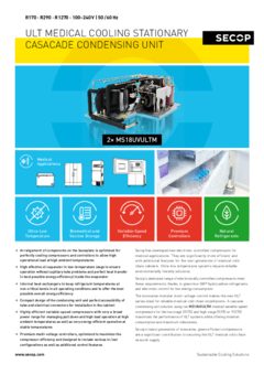 ULT Medical Cooling Stationary Casacade Condensing Unit, R170, R290, R1270, 100-240 V, 50/60 Hz