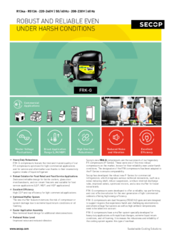FRK-Series Compressors, R134a, R513A, 220-240 V, 50/60 Hz & 208-230 V, 60 Hz