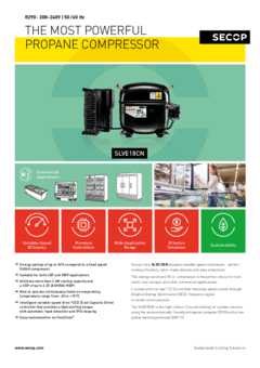 SLVE18CN Compressor, R290, 220-240 V, 50/60 Hz