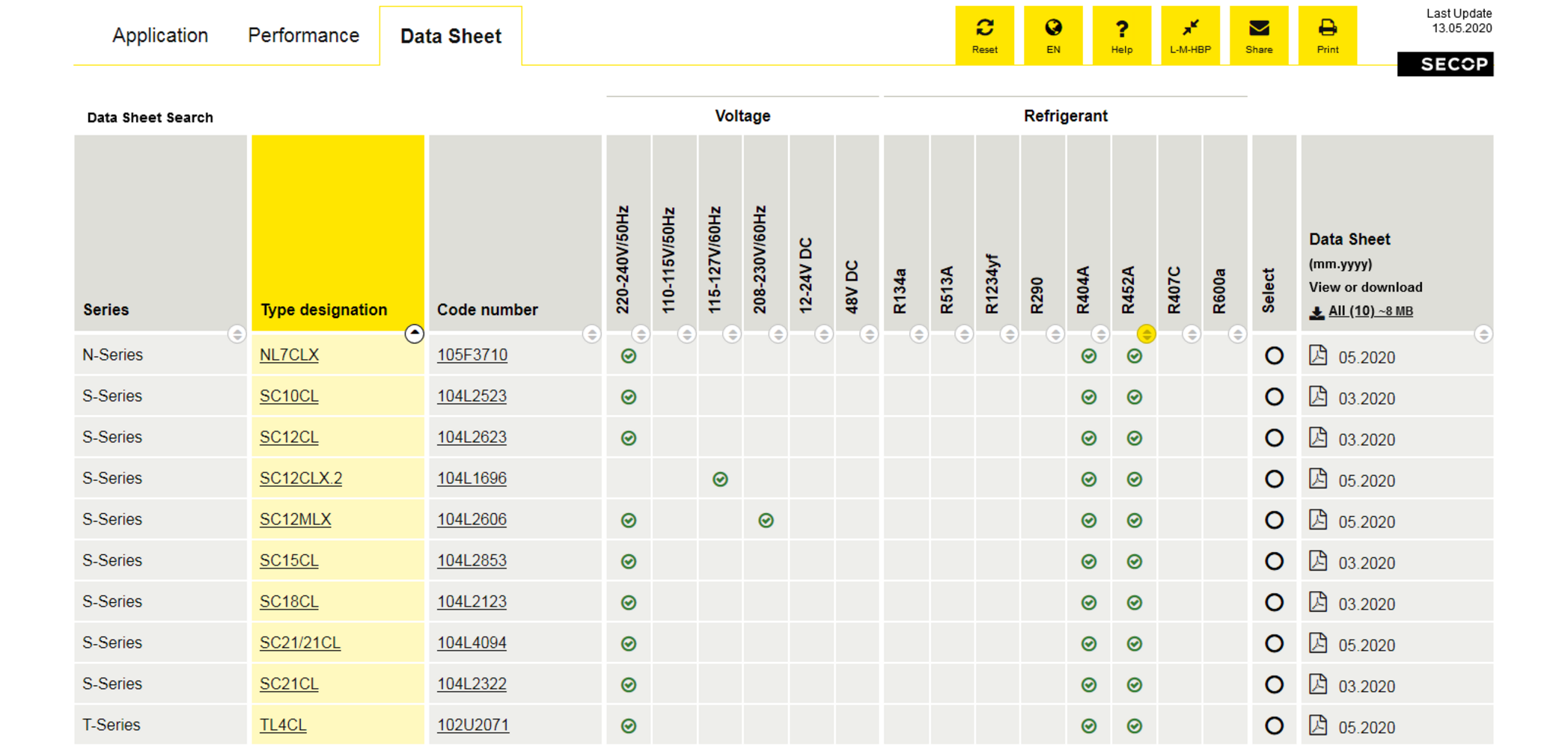 Screenshot Secop Product Selector