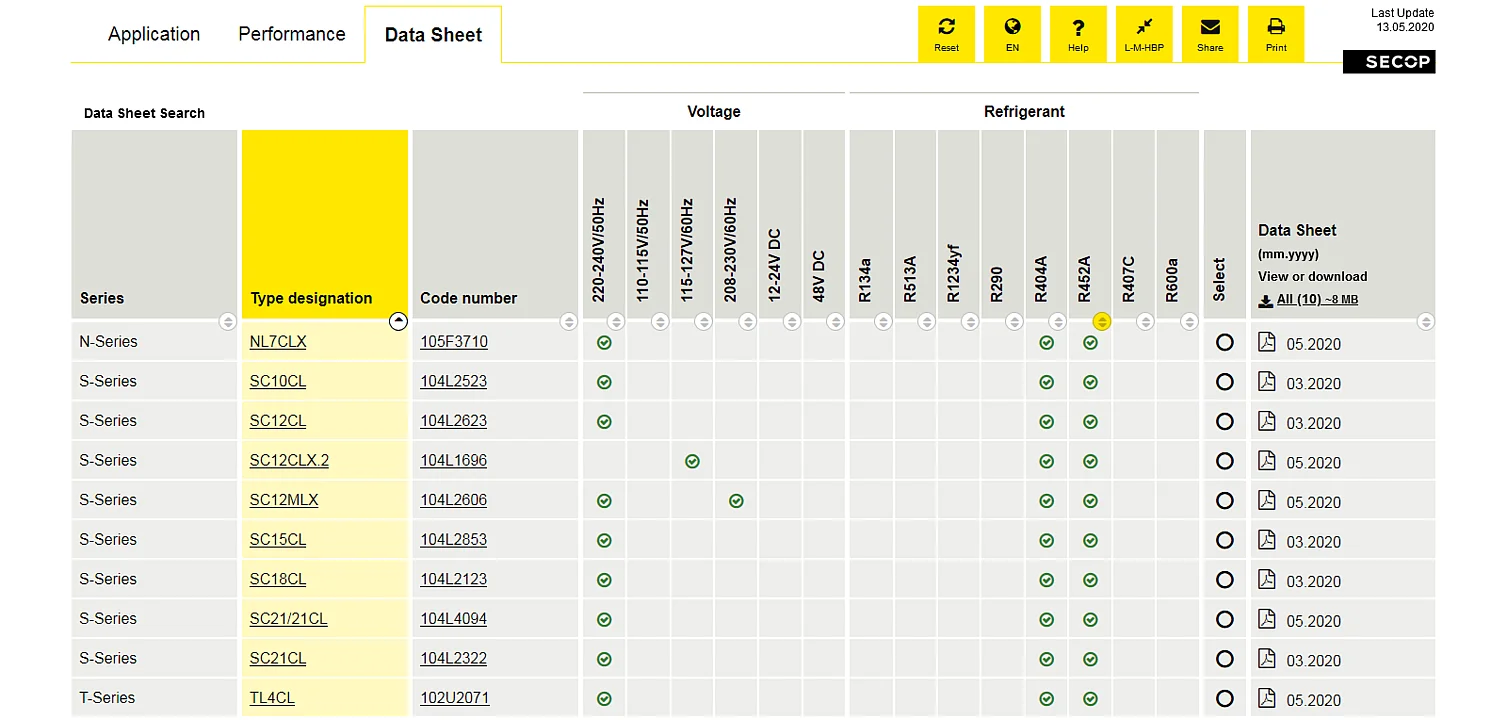 Screenshot Secop Product Selector