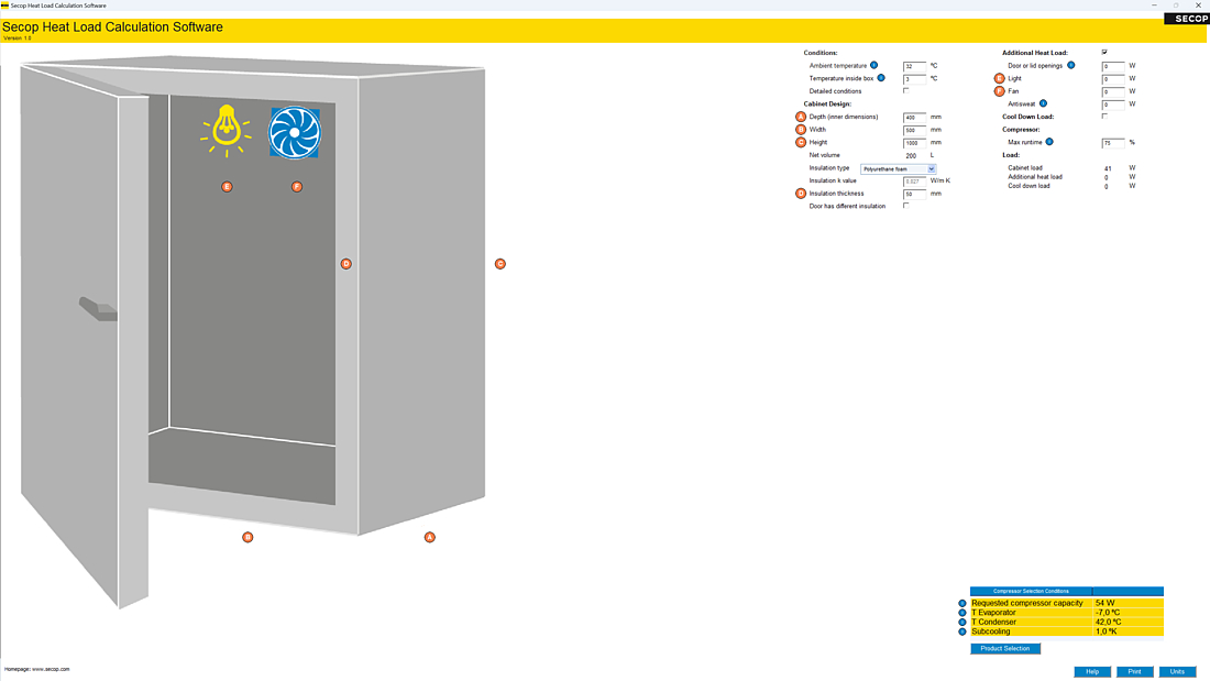 Secop Heat Load Calculation Software