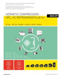 Hermetic Compressors, 60 Hz, R134a · R513A, R404A · R452A, R290, R600a