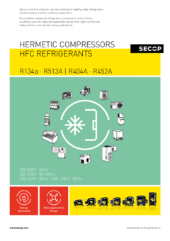 Hermetic Compressors, R134a · R513A, R404A · R452A