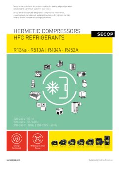 Hermetic Compressors, R134a · R513A, R404A · R452A