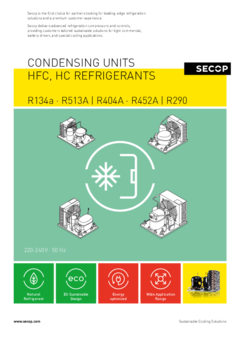 Condensing Units, R134a · R513A, R404A · R452A, R290