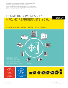 Hermetic Compressors, 60 Hz, R134a · R513A, R404A · R452A, R290, R600a