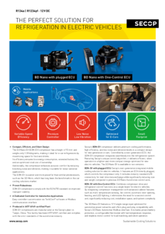 BD Nano EV (Electric Vehicles), R1234yf, R134a, 12 V DC