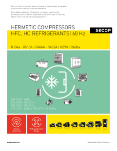 Hermetic Compressors, 60 Hz, R134a · R513A, R404A · R452A, R290, R600a