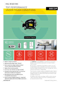 K-Series Tropical Compressors, R134a, 200-240 V, 50 Hz