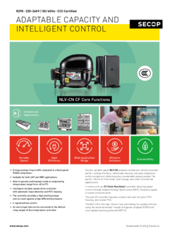 NLV-CN Compressors, R290, 220-240 V, 50/60 Hz, Core Functions Controllers, CCC Certified