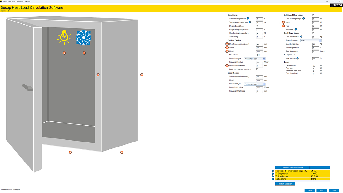 Secop Heat Load Calculation Software