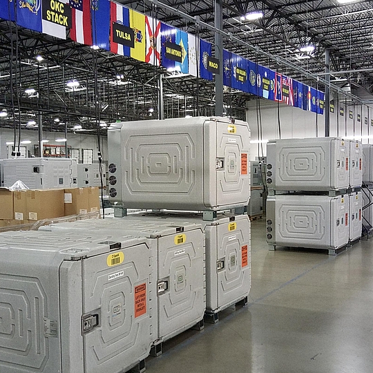 Coldtainer in Morris & Dickson warehouse ready for various destinations