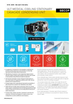 ULT Medical Cooling Stationary Casacade Condensing Unit, R170, R290, 100-240 V, 50/60 Hz